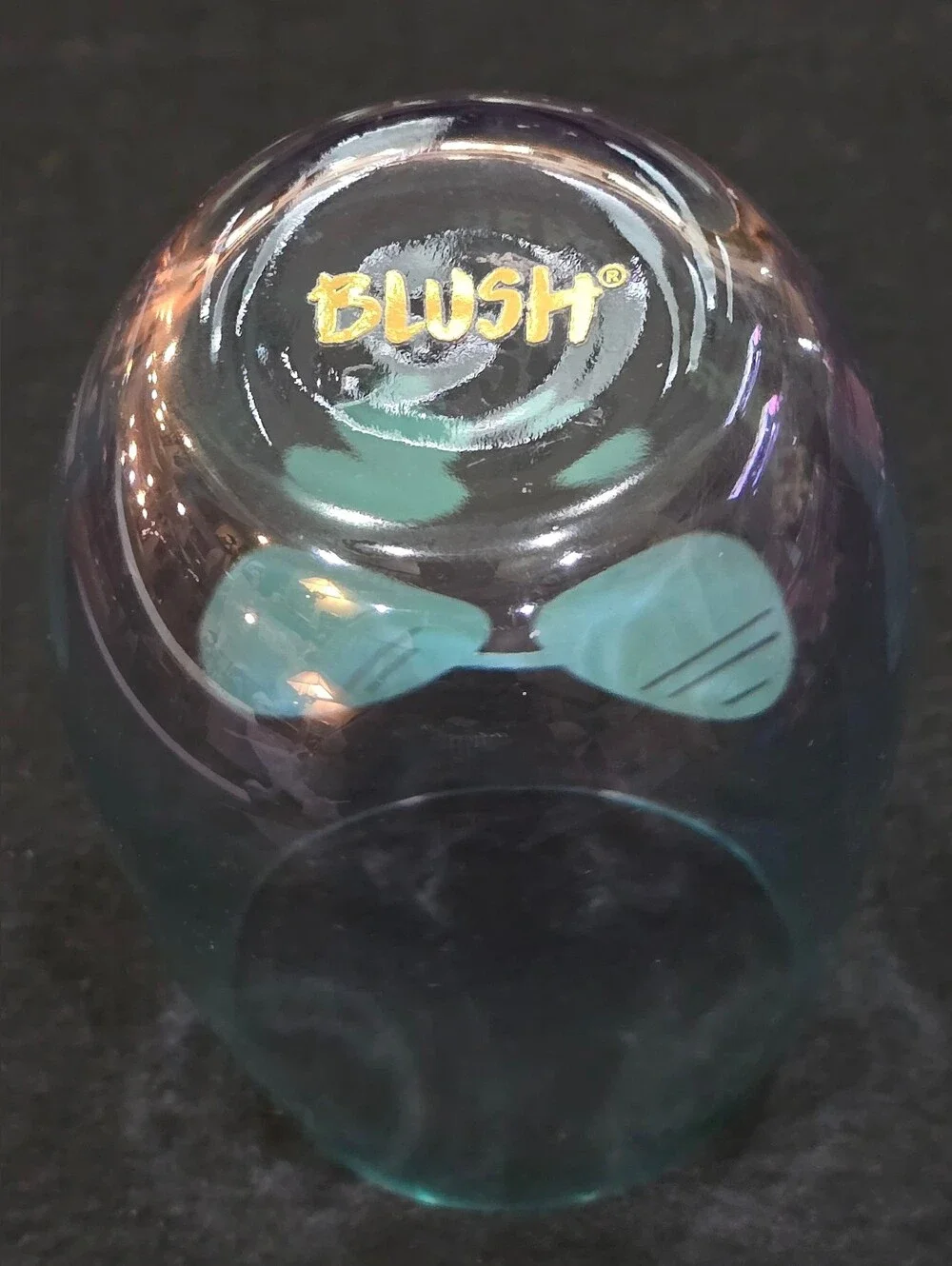 Blush Purple Stemless Wine Glasses w/Mint & Pink Beach Designs (Set of 2) #674